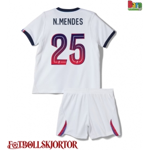 Paris Saint-Germain Nuno Mendes #25 Borta Kläder Barn 2026-27 Kortärmad (+ Korta byxor)